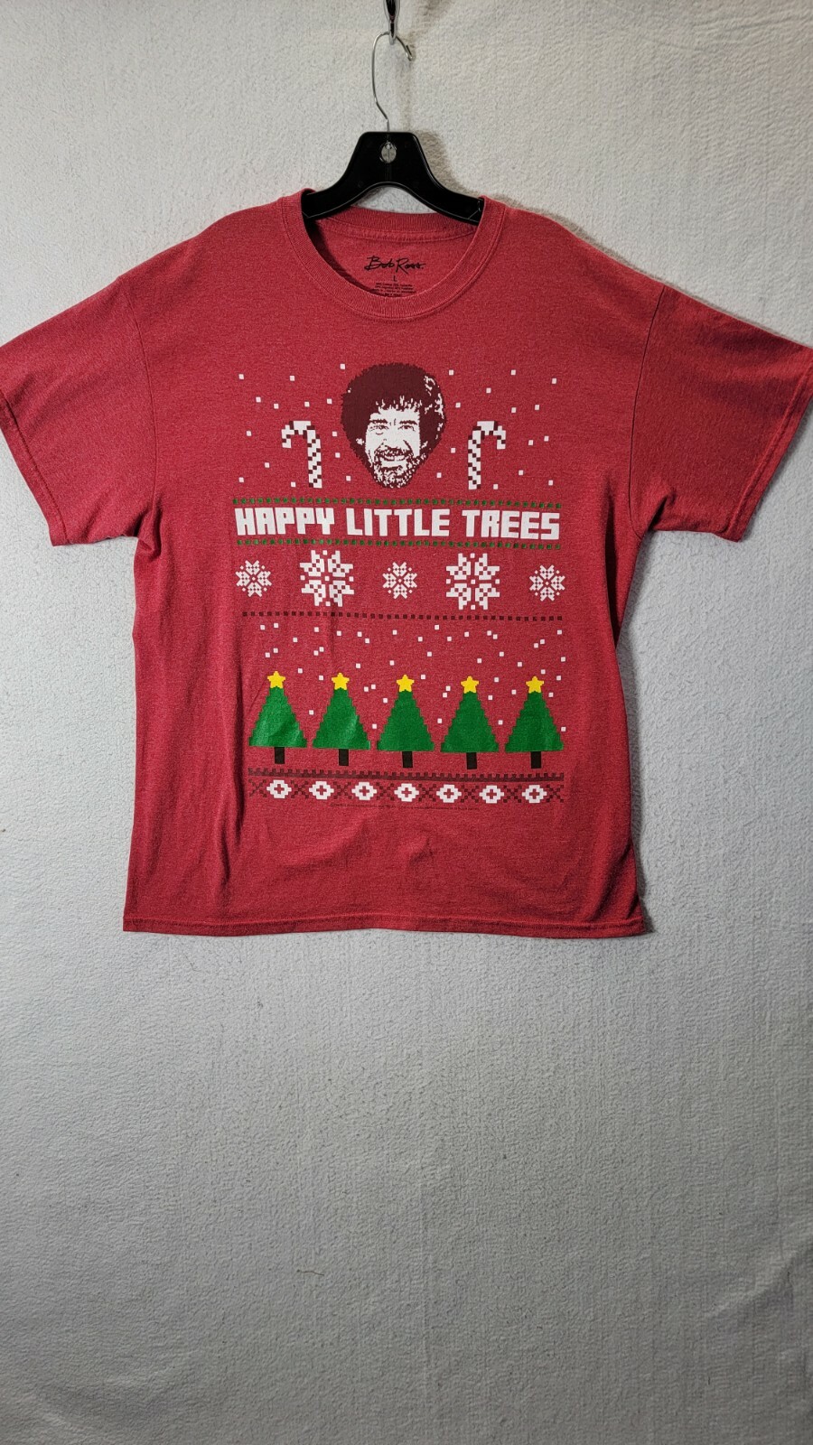 Bob Ross T-Shirt Ugly Christmas Sweater Design Happy Little Trees Retro Tee  | eBay